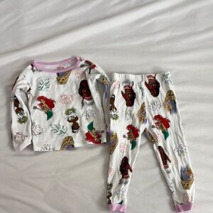 Disney Princess Kids Pajamas - White with Multicolor Print